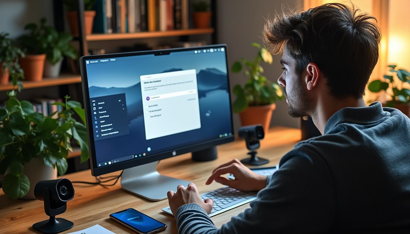 Illustration: Vérification logicielle et compatibilité système de la webcam