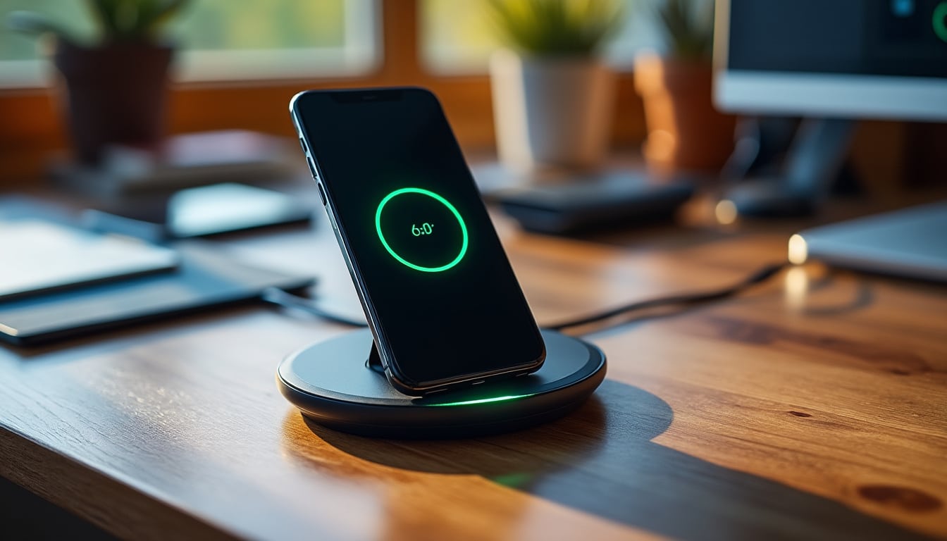 Illustration: Fonctionnement détaillé de la charge à induction pour smartphone