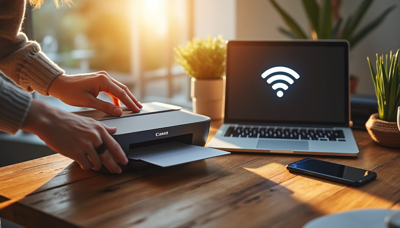 Illustration: Préparer son périphérique canon et son portable avant de connecter une imprimante canon en wifi avec un smartphone