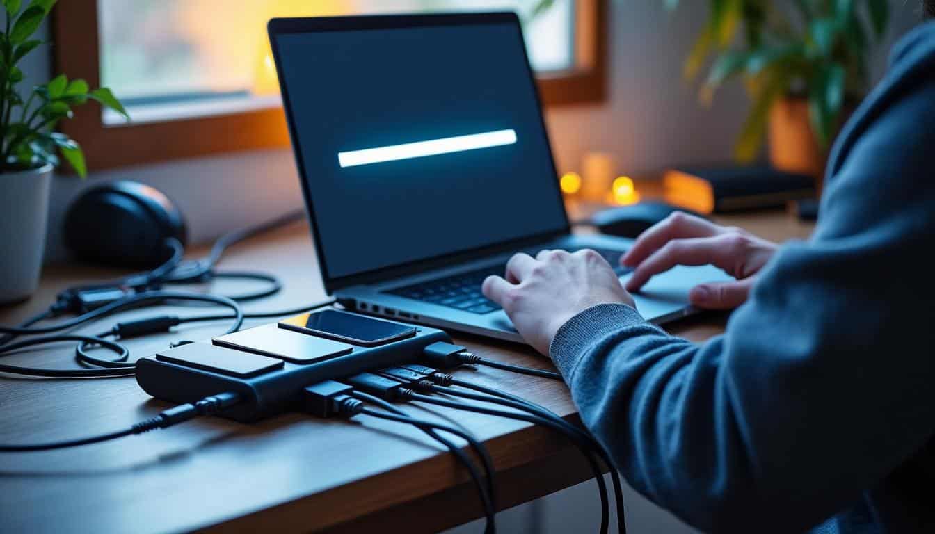 Illustration: Identifier les causes techniques de la lenteur lors de la synchronisation de données sur un hub USB